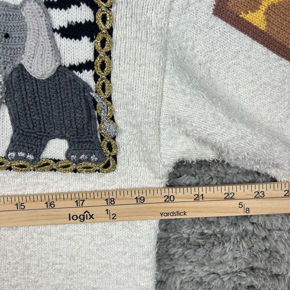 Vintage Berek Knit Cardigan Sweater Medium Jungle Animals All Over Print *READ* - Picture 7 of 11